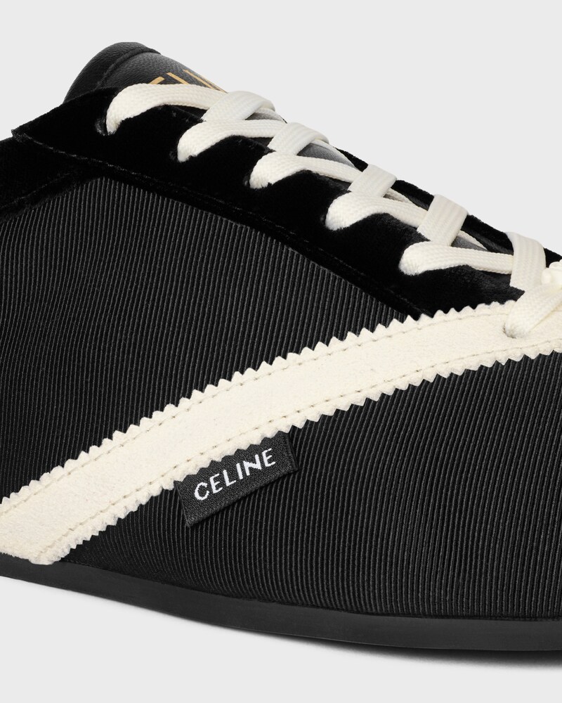 THE FLAT SNEAKER EN GROS GRAIN, VELOURS, CUIR DE CHÈVRE VELOURS ET CUIR D'AGNEAU - NOIR/BLANC -  - 1 | CELINE