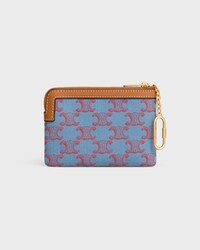 Porte-monnaie  Textile avec Triomphe All Over - BLEU DENIM / ROUGE - NOUVEAUT&Eacute;S - 2 | CELINE
