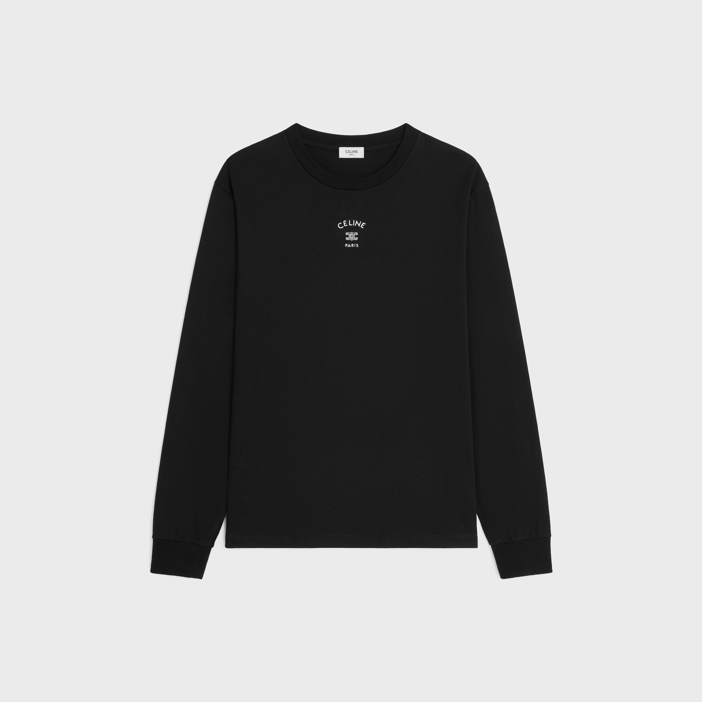 long sleeved t-shirt IN cotton jersey - BLACK / WHITE | CELINE