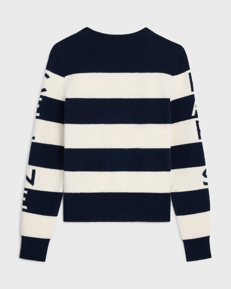crewneck sweater IN wool cashmere - ECRU/NAVY -  - 1 | CELINE