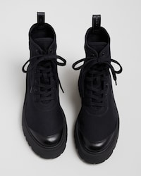 BULKY LACE-UP BOOT IN CANVAS AND LEATHER - BLACK -  - 2 | CELINE