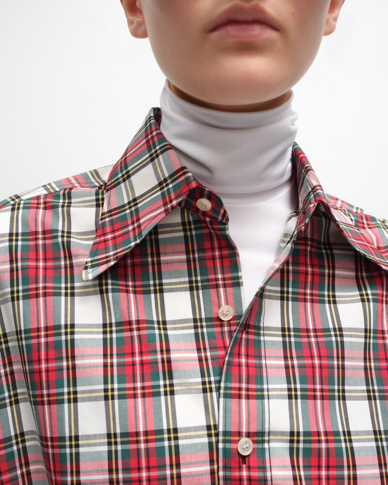 CAMISA DE TARTÁN DE ALGODÓN - BLANCO/ROJO/VERDE -  - 1 | CELINE