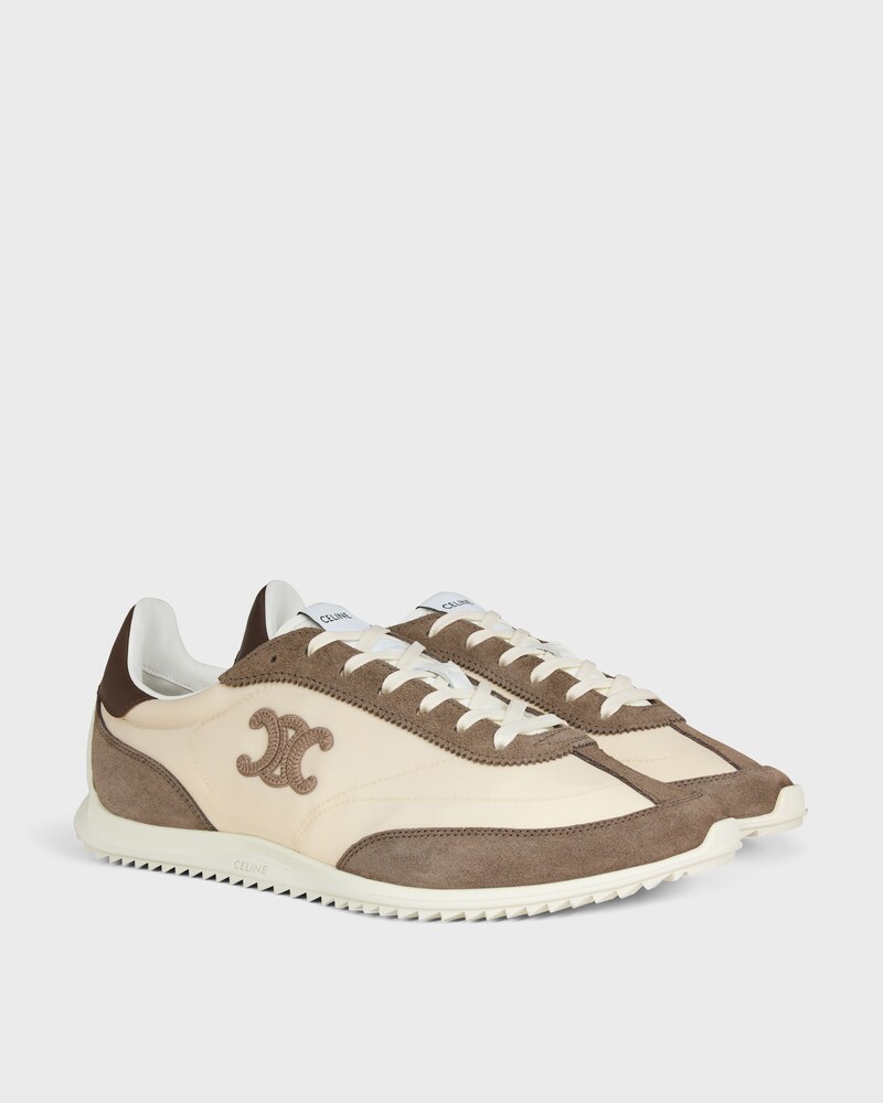 RACER SNEAKER IN NYLON, SUEDE CALFSKIN AND CALFSKIN - OPTIC WHITE / BROWN -  - 1 | CELINE