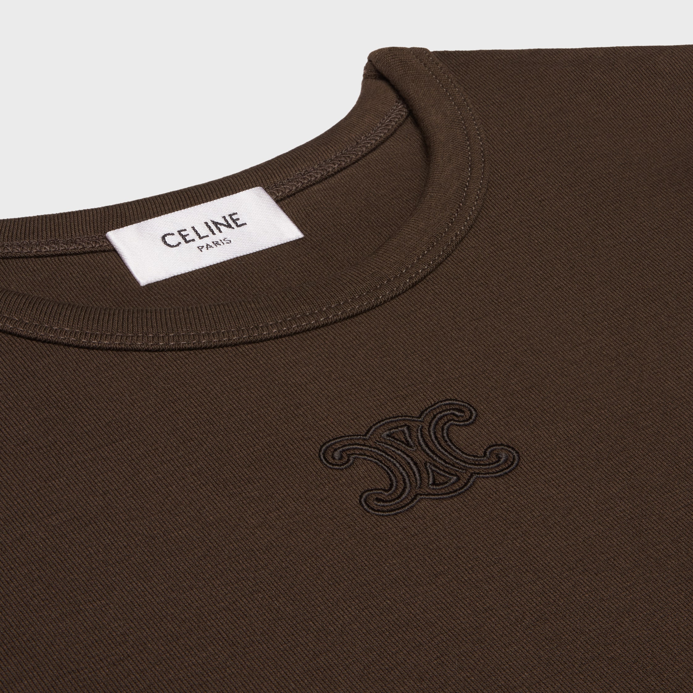 CELINE セリーヌトリオンフ Tシャツ ブラウン triomphe t-shirt IN ribbed cotton jersey - BROWN | CELINE