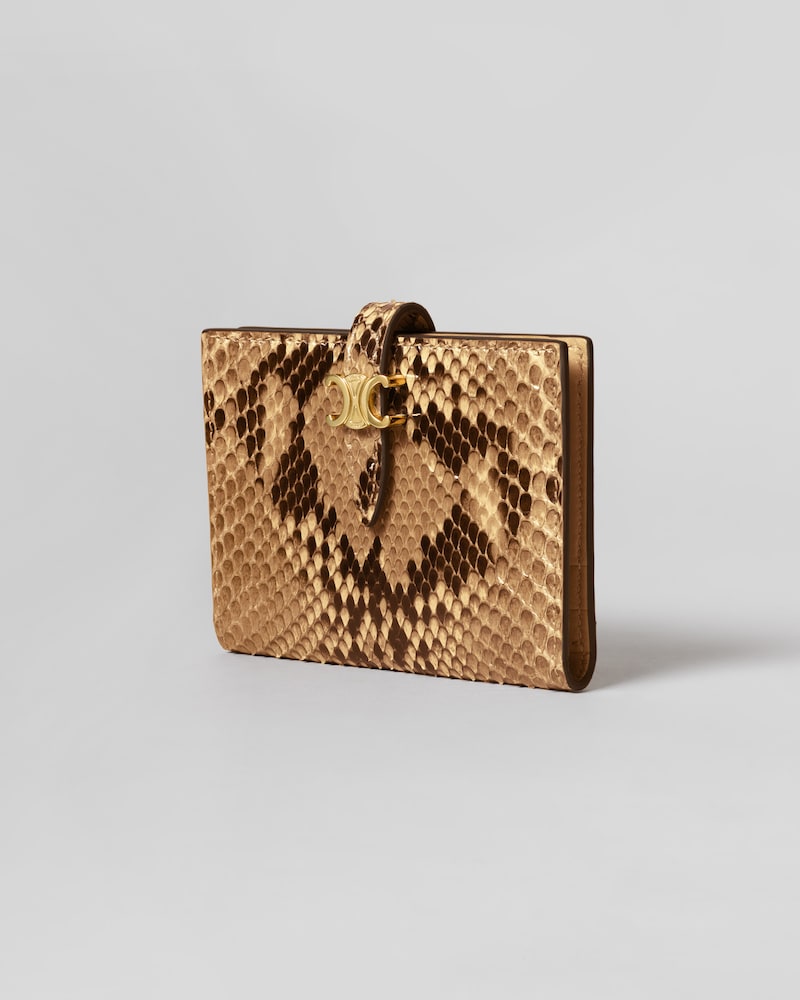 BI-FOLD CARD HOLDER TRIOMPHE PONTET IN PYTHON Bivittatus - SOFT CAMEL - CARD HOLDERS - 1 | CELINE