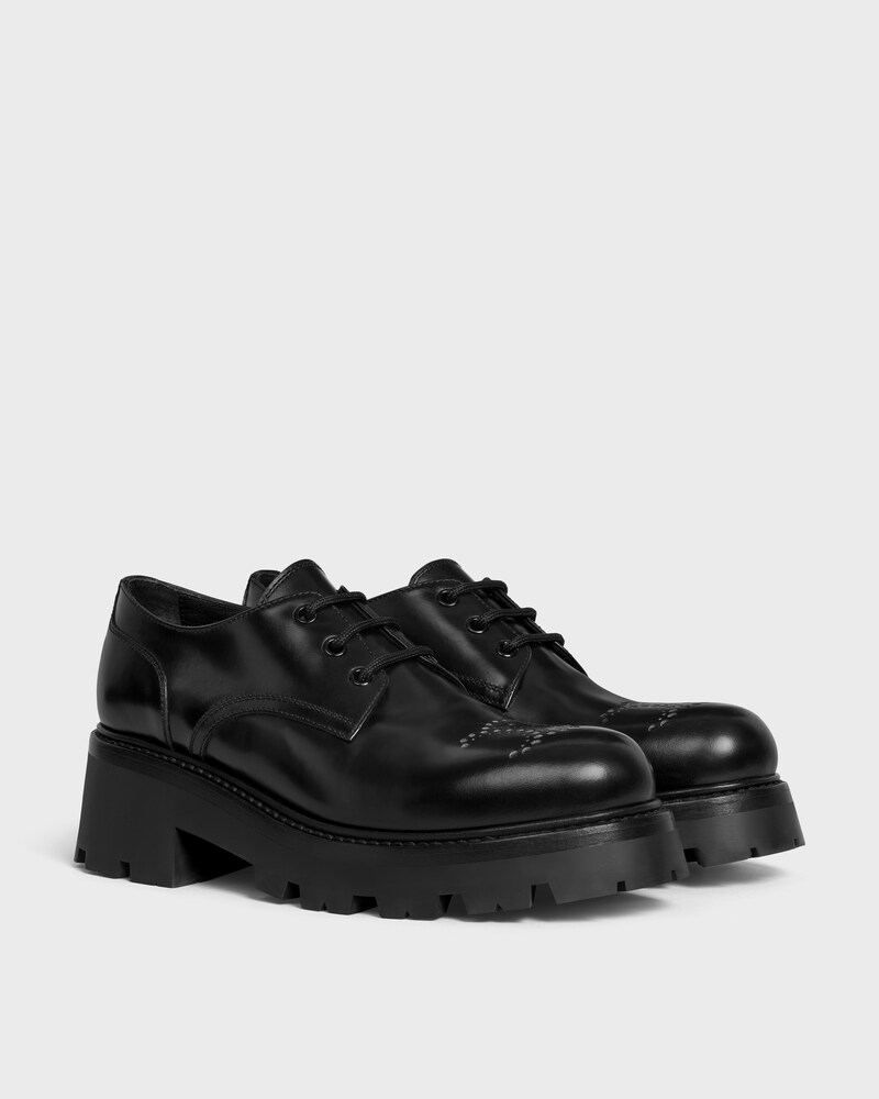 CELINE TRIOMPHE RANGERS DERBY WITH PERFORATED TRIOMPHE in POLISHED BULL - BLACK -  - 1 | CELINE
