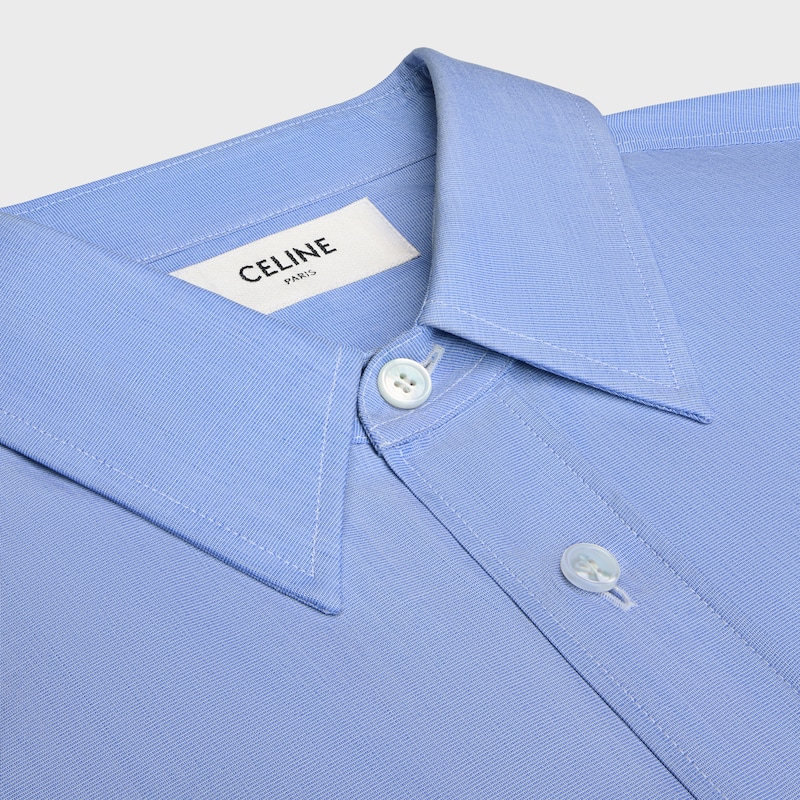 Camisa descontraída em popeline de algodão - AZUL - - 1 | CELINE