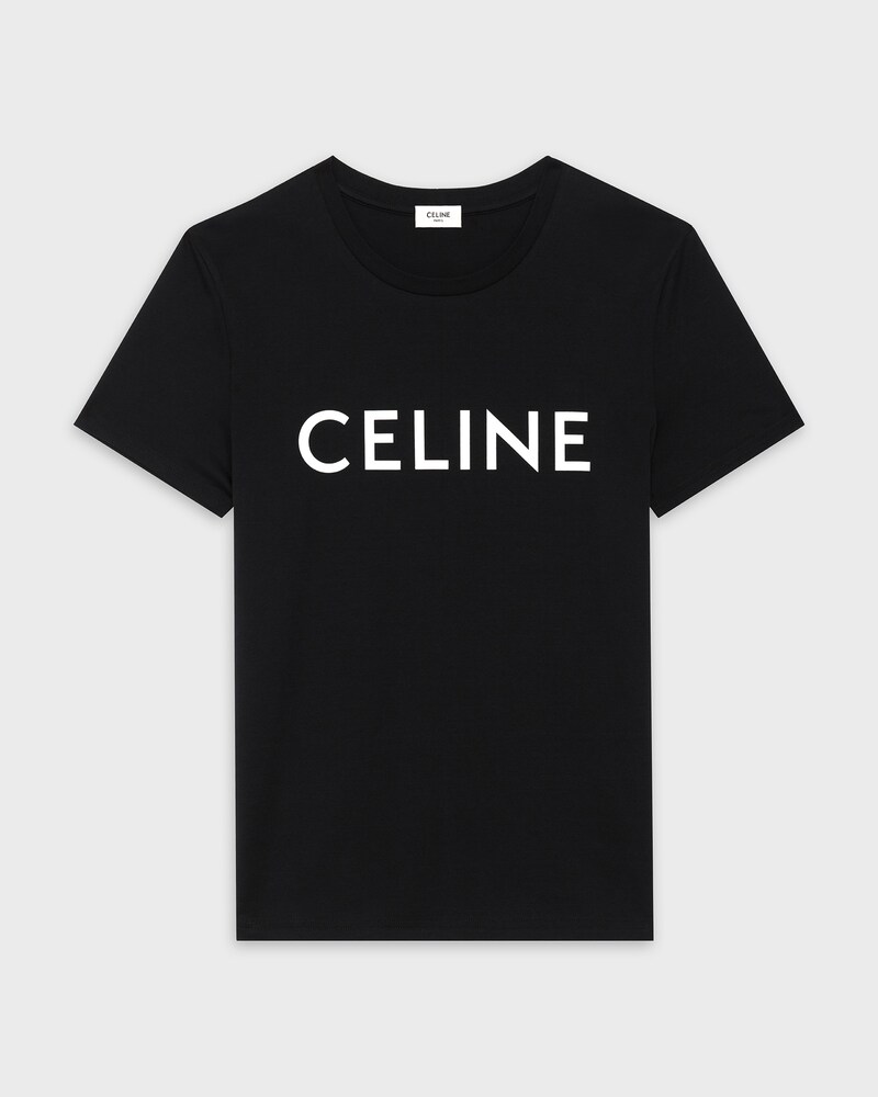 CELINE T-SHIRT IN COTTON - Black / white -  - 1 | CELINE