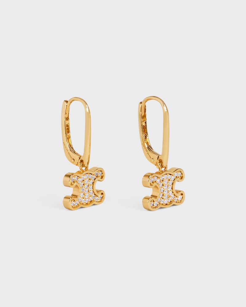 Pendientes de estr&aacute;s Triomphe de lat&oacute;n con acabado dorado y cristales - DORADO - EXCLUSIVE SELECTION - 1 | CELINE