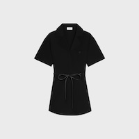 dress IN cotton and silk twill - BLACK -  - 1 | CELINE