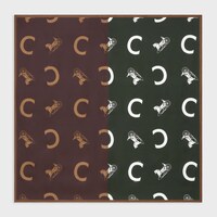 square IN silk twill - BLACK/KAKI -  - 1 | CELINE