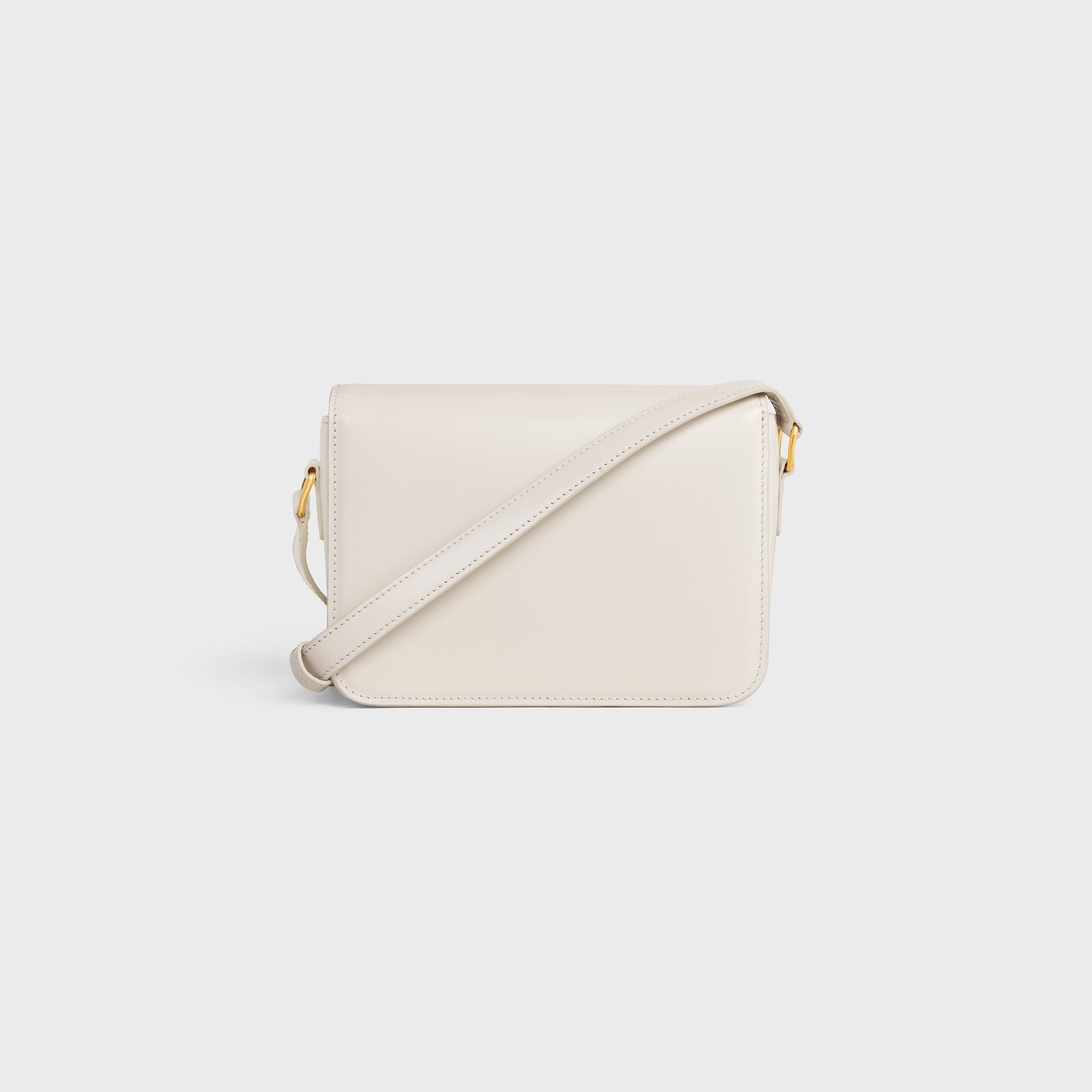 TEEN TRIOMPHE BAG IN SHINY CALFSKIN WITH ENAMEL CLOSURE - WHITE