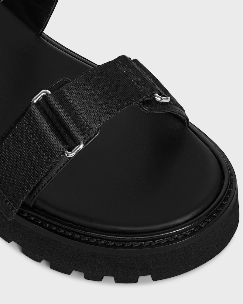 SANDAL BILLIE IN "CELINE" JACQUARD AND CALFSKIN - BLACK -  - 1 | CELINE