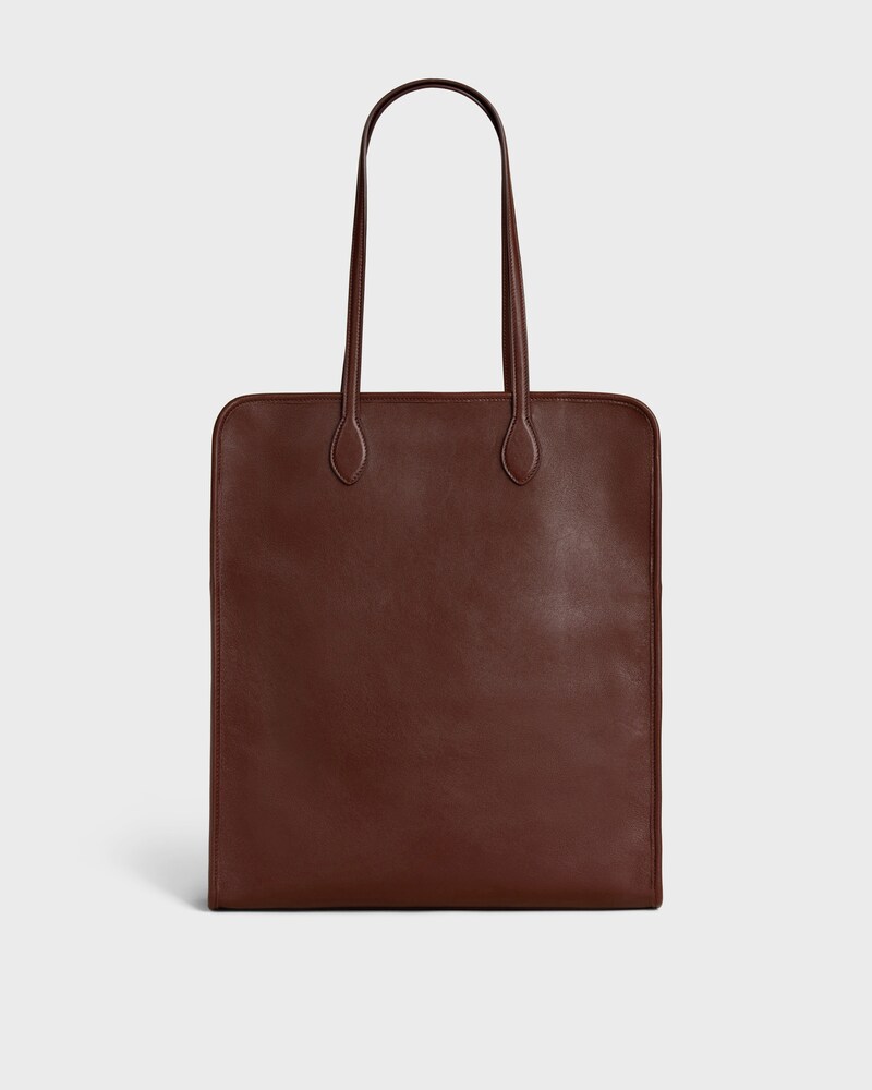 TALL CABAS EN AGNEAU BRILLANT - MARRON fonc&eacute; - HOMME - 1 | CELINE