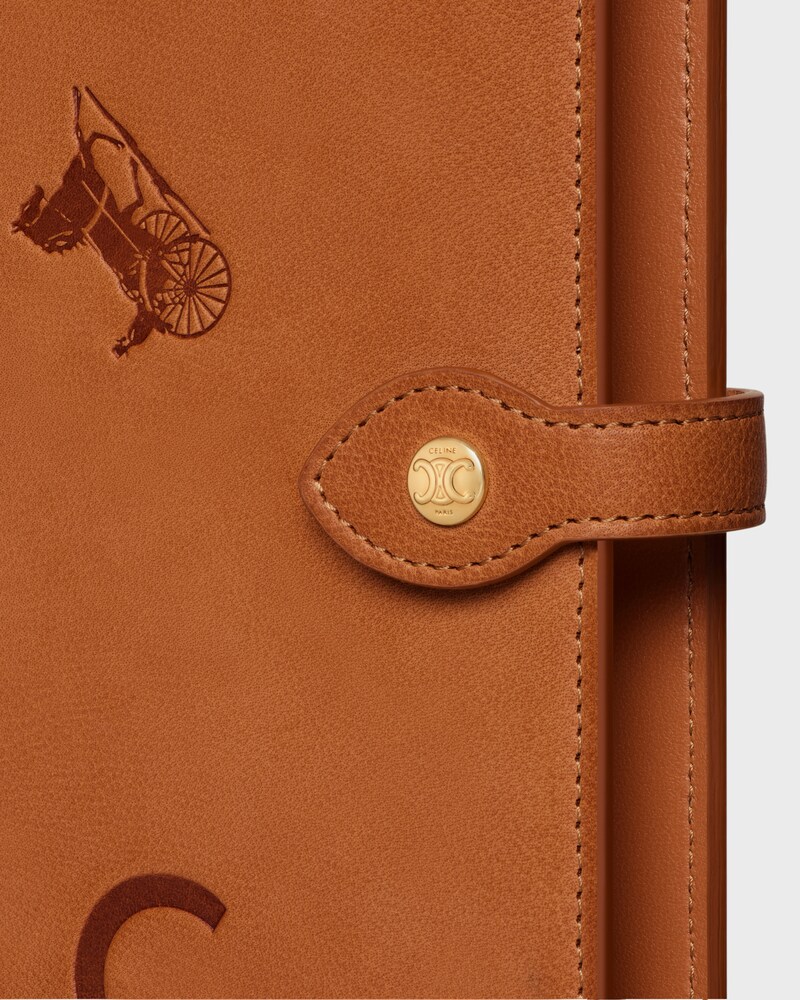 LARGE NOTEBOOK COVER WITH POUCH IN STAMPED NATURAL CALFSKIN - TAN - MEN - 1 | CELINE