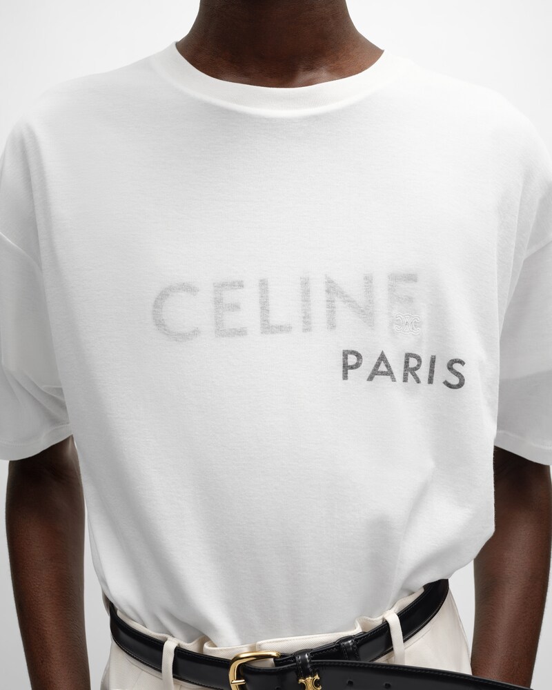double layered t-shirt IN FINE COTTON JERSEY - OFF WHITE / BLACK -  - 1 | CELINE