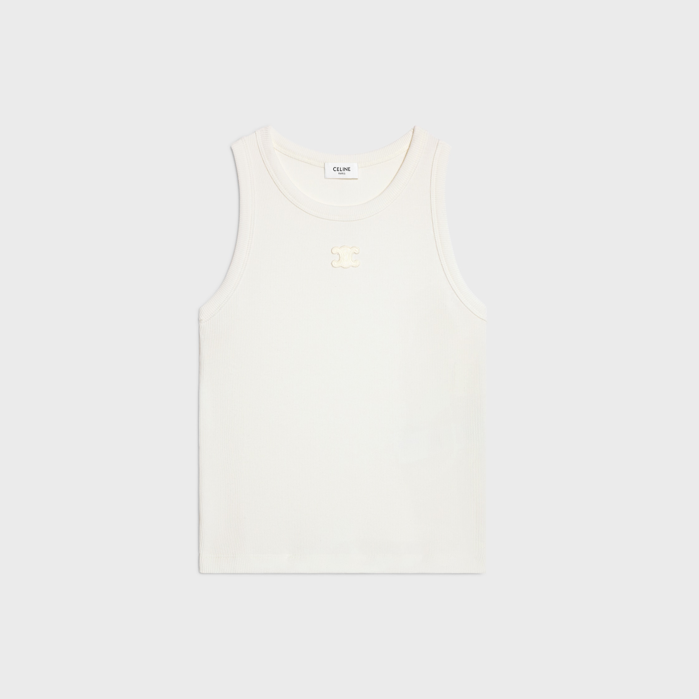 triomphe tank top IN ribbed cotton silk - OFF WHITE | CELINE