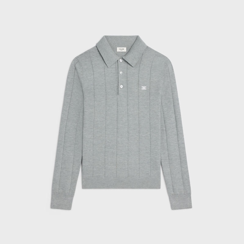 桑蠶絲及棉Polo衫 - 淺灰色 -  - 1 | CELINE