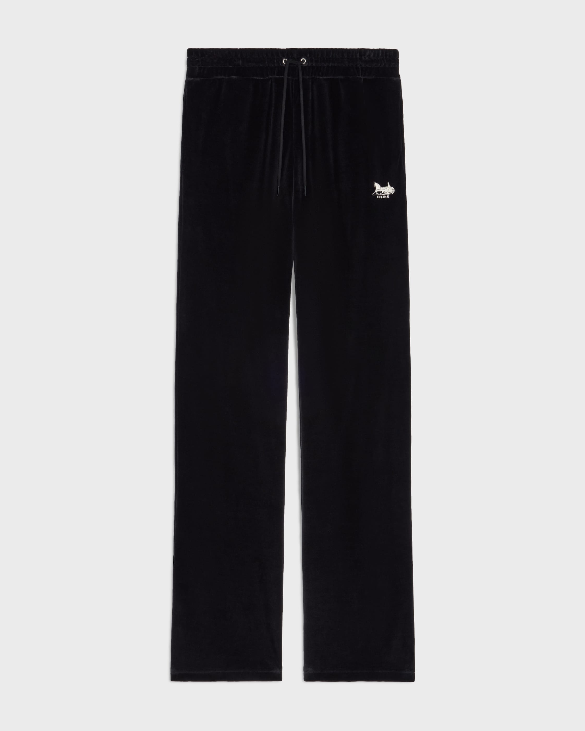 TRACKSUIT PANTS IN velvet jersey - BLACK / WHITE | CELINE