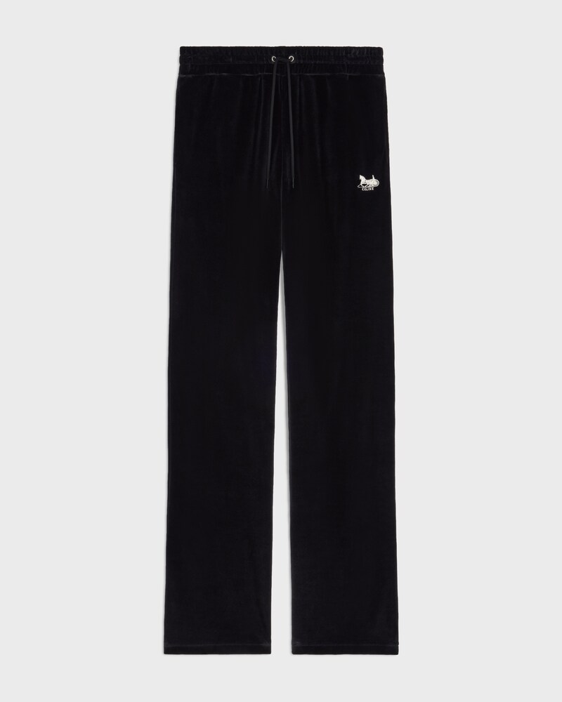 TRACKSUIT PANTS IN velvet jersey - BLACK / WHITE -  - 1 | CELINE