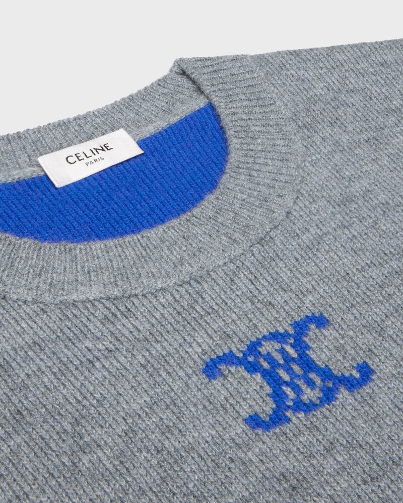 crewneck sweater IN cashmere - GREY / BLUE -  - 1 | CELINE