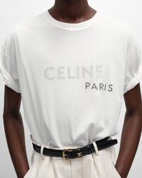double layered t-shirt IN FINE COTTON JERSEY - OFF WHITE / BLACK -  - 2 | CELINE