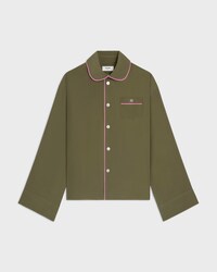 pyjama shirt IN silk satin - KAKI MILITAIRE -  - 1 | CELINE