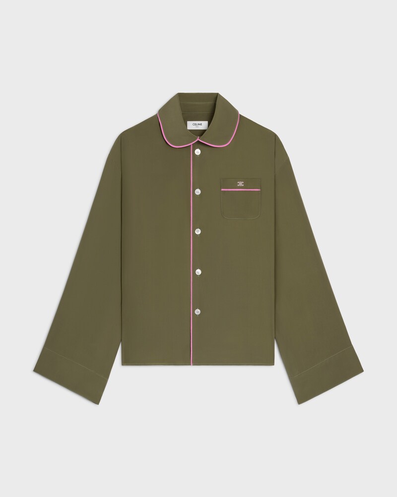 pyjama shirt IN silk satin - KAKI MILITAIRE -  - 1 | CELINE