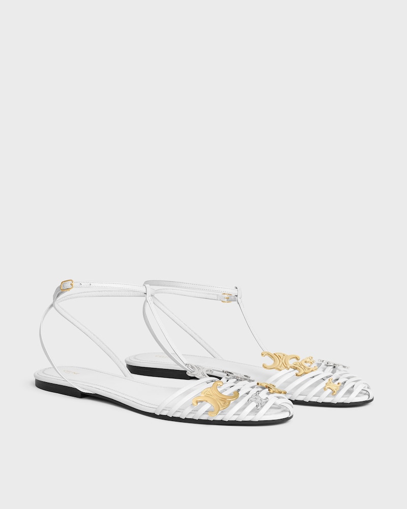 CAGE FLAT SANDAL IN GOATSKIN - WHITE -  - 1 | CELINE