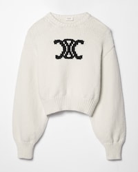 crewneck sweater IN cotton - OFF WHITE / NAVY -  - 1 | CELINE