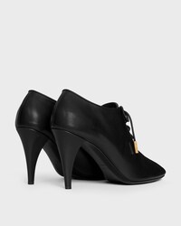 SOFT OXFORD LACE-UP HEELED BALLERINA IN calfskin - vegetal tanning - BLACK -  - 2 | CELINE