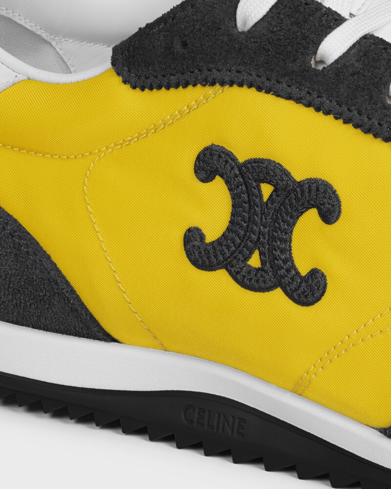 SNEAKER RACER EN NYLON, CUIR DE VEAU VELOURS ET CUIR DE VEAU - JAUNE/GRIS FONCÉ -  - 1 | CELINE