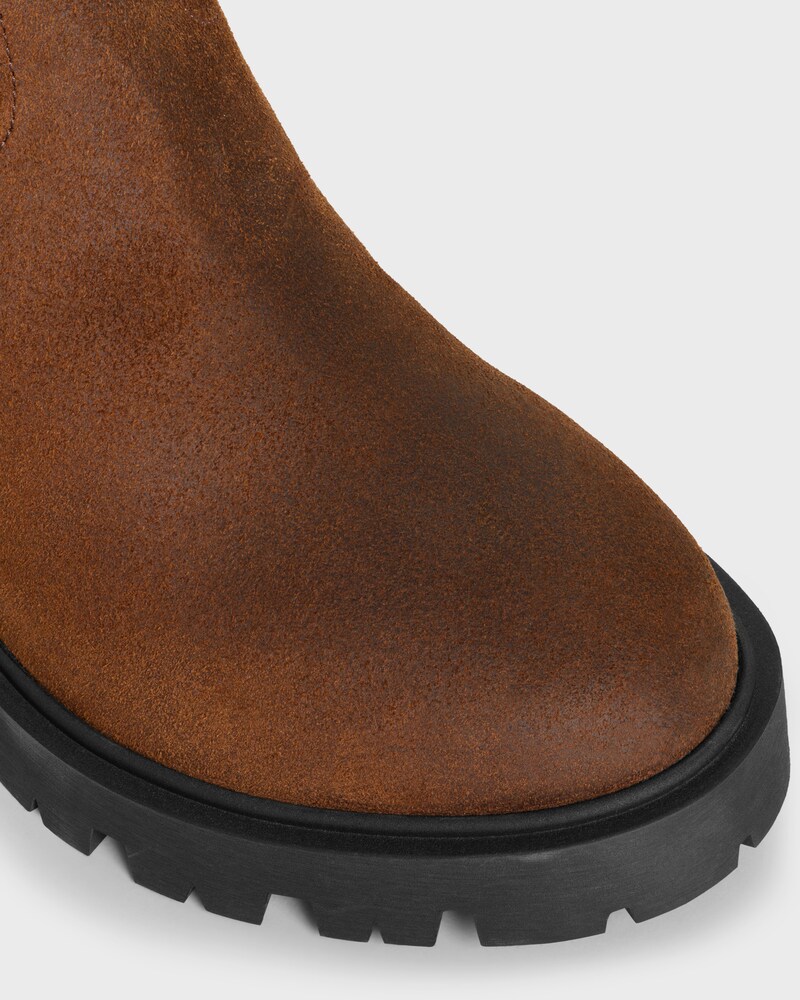 MARGARET - HIGH BOOT IN WAXED SUEDE CALFSKIN - DARK BROWN -  - 1 | CELINE