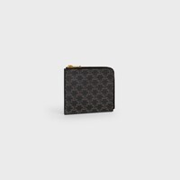 Zipped Purse with card holder IN Triomphe Canvas and Lambskin - Tan - TRIOMPHE CANVAS - 2 | CELINE