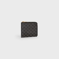 Zipped Purse with card holder IN Triomphe Canvas and Lambskin - Tan - TRIOMPHE CANVAS - 2 | CELINE