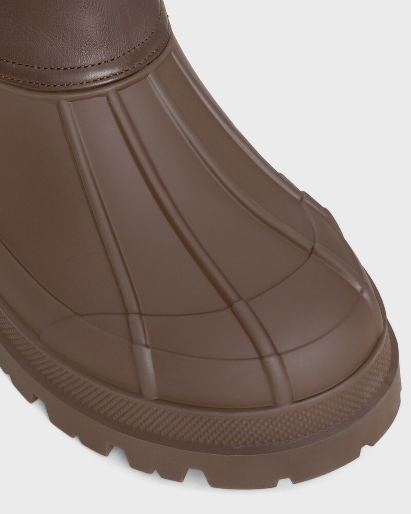 celine riley HIGH BOOT IN Nylon and Calfskin - Dark Brown / Khaki -  - 1 | CELINE