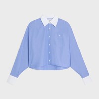 크롭 셔츠 - 코튼 포플린 - 블루 -  - 1 | CELINE