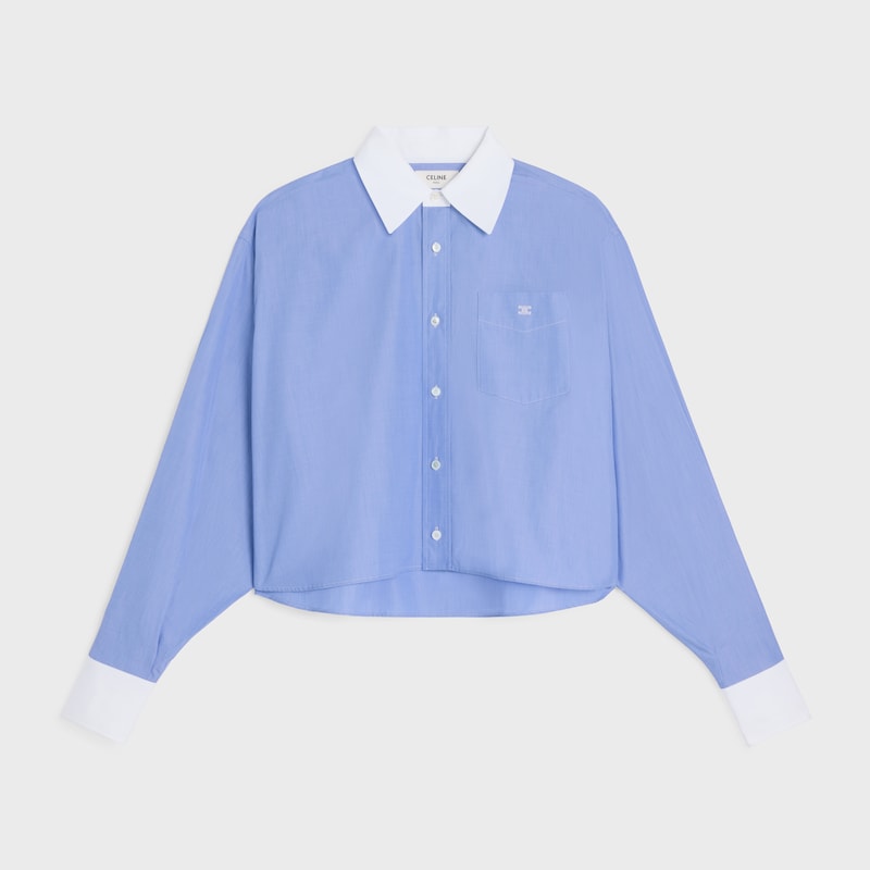 cropped shirt IN cotton poplin - BLEU -  - 1 | CELINE