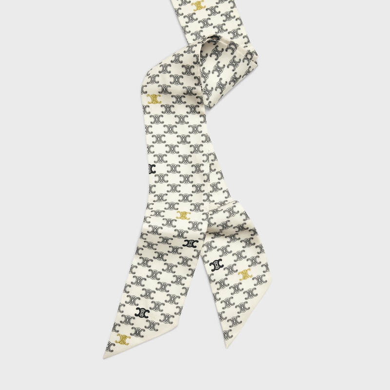 lavalliere IN silk twill - CREME/MARINE -  - 1 | CELINE