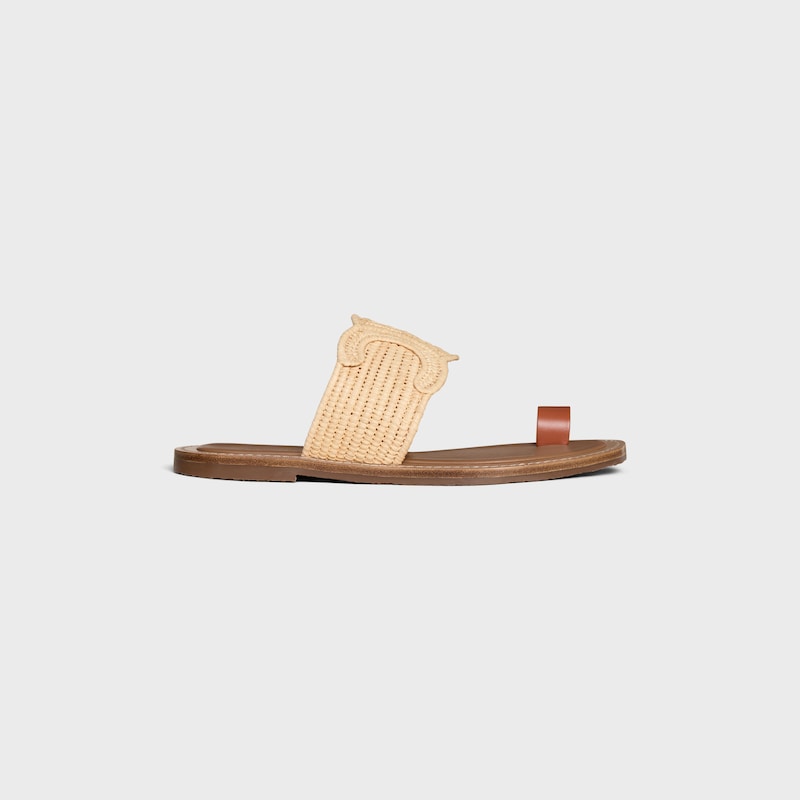 CELINE LYMPIA SANDAL IN RAFFIA AND CALFSKIN - NATURAL -  - 1 | CELINE