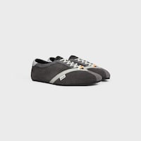 THE FLAT SNEAKER IN SUEDE CALFSKIN AND LAMBSKIN - GREY / WHITE -  - 2 | CELINE