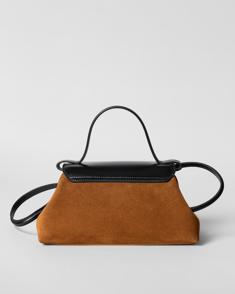 SMALL FLAIR BAG IN SUEDE CALFSKIN AND GLOSSY LAMBSKIN - CAMEL / BLACK - EVENING - 1 | CELINE