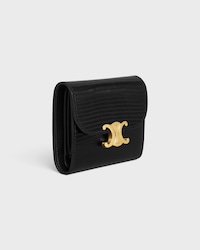 Small Flap Wallet TRIOMPHE IN lizard - BLACK - WALLETS - 2 | CELINE