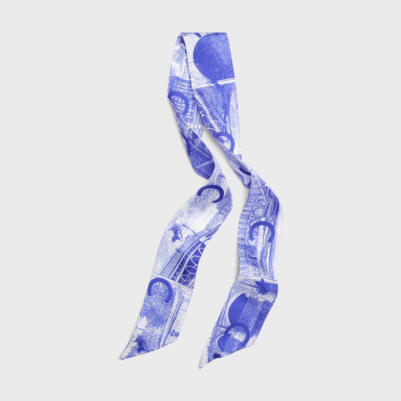 lavalliere IN silk twill - WHITE/BLUE -  - 1 | CELINE
