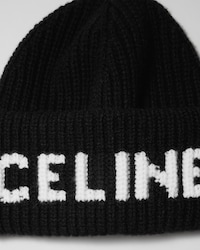 หมวกบีนนี่ทำจากผ้าวูลแคชเมียร์ - สีดำ / สีขาว -  - 2 | CELINE