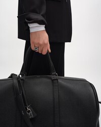 CELINE SULKY Signet Ring IN Enamel and Brass with Rhodium Finish - SILVER / BLACK -  - 2 | CELINE