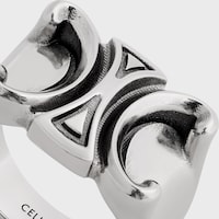 San Onofre Chunky Triomphe Ring in Brass with Rhodium Finish - SILVER -  - 2 | CELINE