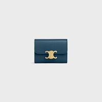 COMPACT WALLET WITH COIN TRIOMPHE IN Shiny calfskin - TEAL BLUE - NEW - 1 | CELINE