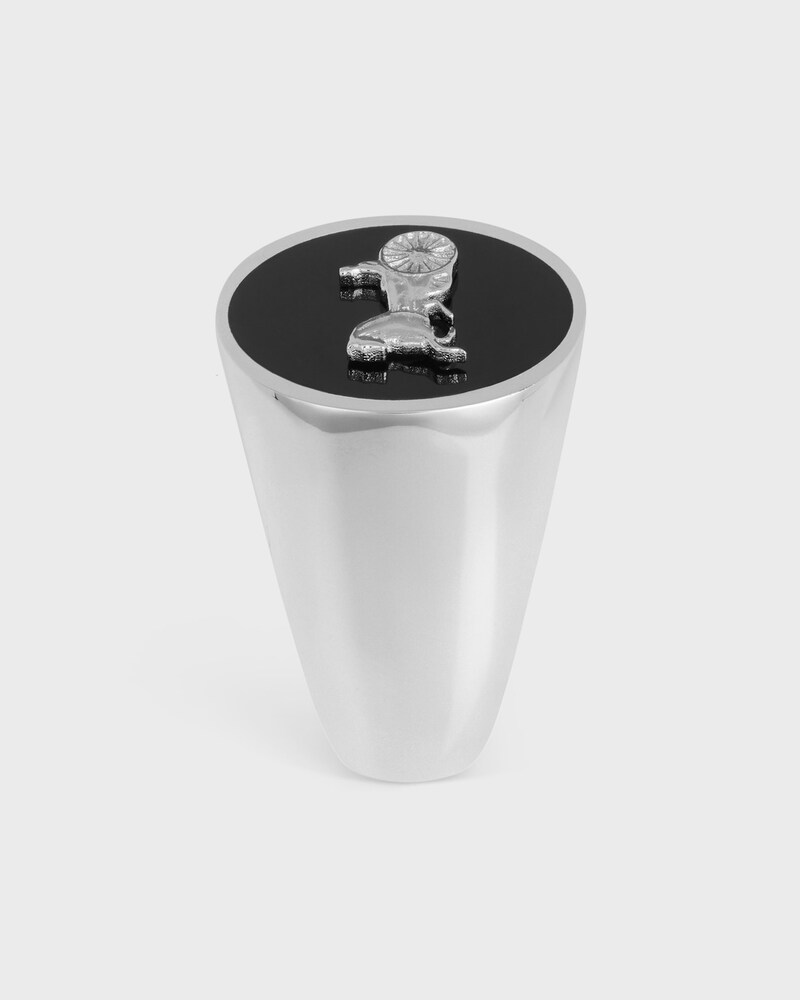CELINE SULKY Signet Ring IN Enamel and Brass with Rhodium Finish - SILVER / BLACK -  - 1 | CELINE
