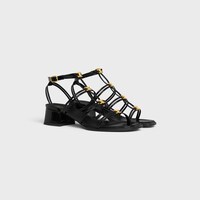 CLÉMENCE HEELED SANDAL IN GLOSSY CALFSKIN - BLACK -  - 2 | CELINE